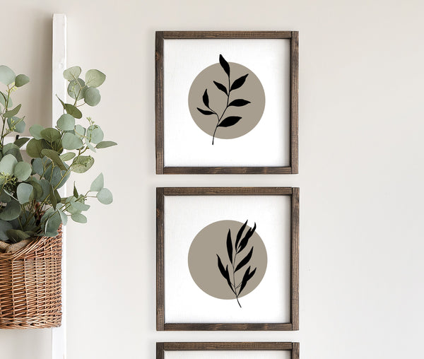 Botanical Leaves Set of 3 Wood Signs
