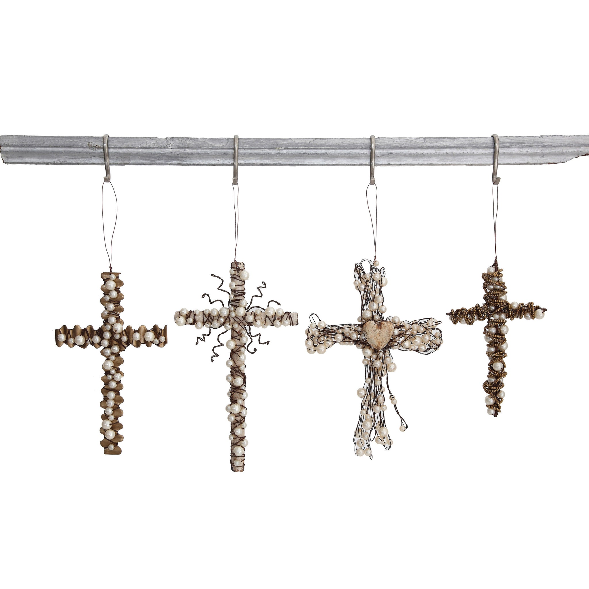 Metal Wire Cross w/ Beads