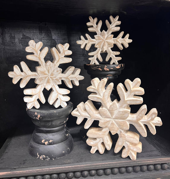 Whitewashed Wooden Snowflake 6x6in