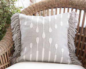 18X18 Hand Woven Outdoor Okena Pillow Gray
