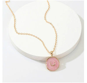 Pink Lucky Charm Enamel Necklace