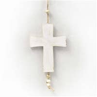 Spiritual Distressed Cross Ornament - Ivory 8"