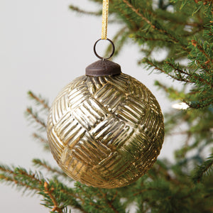 Mercury Glass Basket Weave Ornament