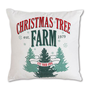 Christmas Tree Farm Cotton Throw Pillow