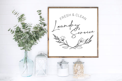 Fresh & Clean Laundry Service Wood Sign