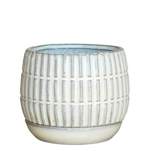 Ramos Linear Cachepot with Saucer, Stoneware - 4
