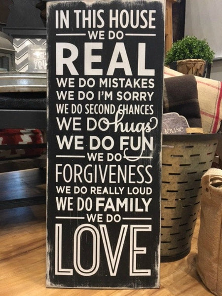 In this House We Do Wood Sign - Family Room - Gallery Wall - House Rules - Wooden Sign - Farmhouse - Rustic - Home Decor - Wedding Gift