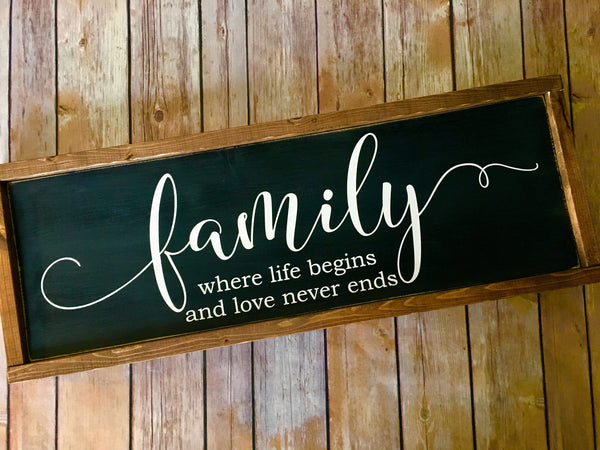 Family Wood Sign - Farmhouse style - Rustic Decor - Framed wood sign - Family Room - Wedding Gift