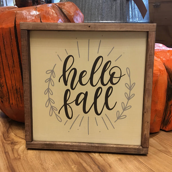 Hello Fall Wood Sign
