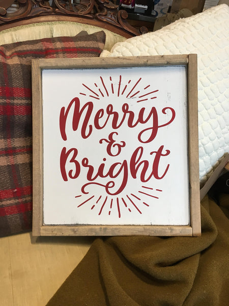 Merry & Bright Wood Sign