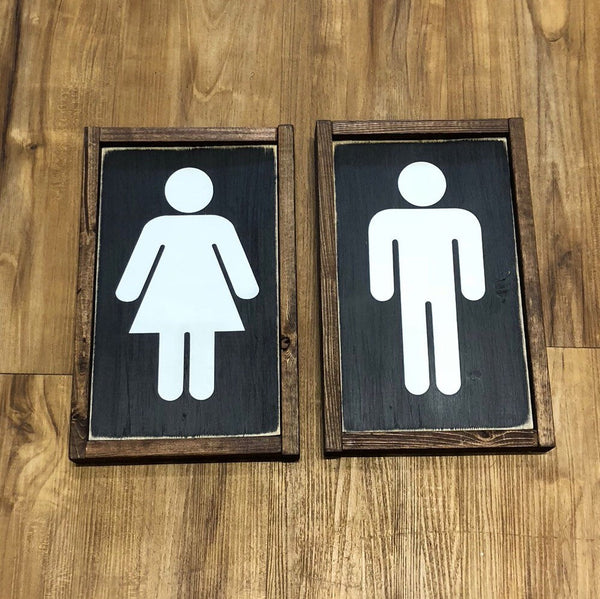 Restroom Boy and Girl Wood Signs - Home Decor - Bathroom Decor - Rustic - Farmhouse