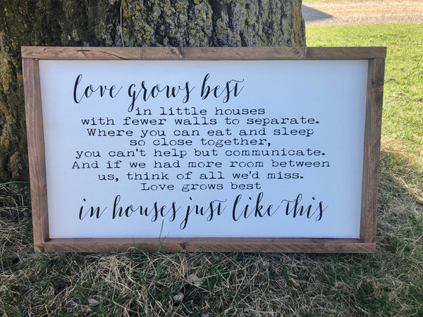 Love Grows Best in Little Houses Wood Sign - Farmhouse Sign - Gallery Wall - Framed Sign
