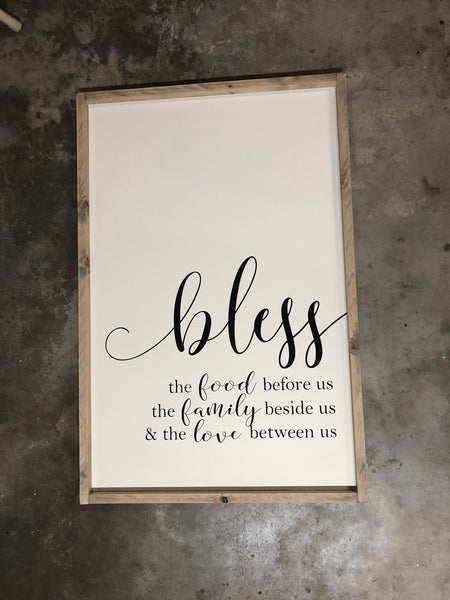 Bless the Food Before Us Wood Sign