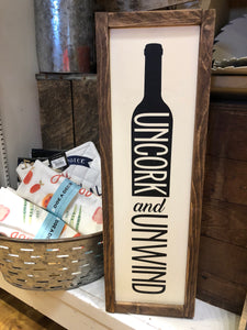 UNCORK wood sign home decor farmhouse wine room