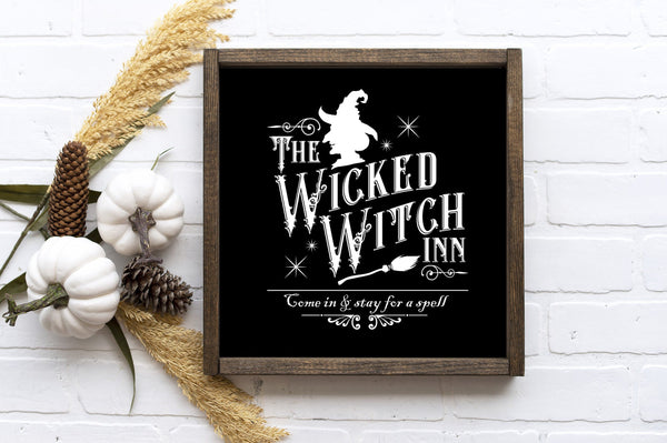 Wicked Witch Inn - Halloween Décor - 13"x13" - MORE COLOR & SIZES - Wood Sign - Fall Décor - Autumn
