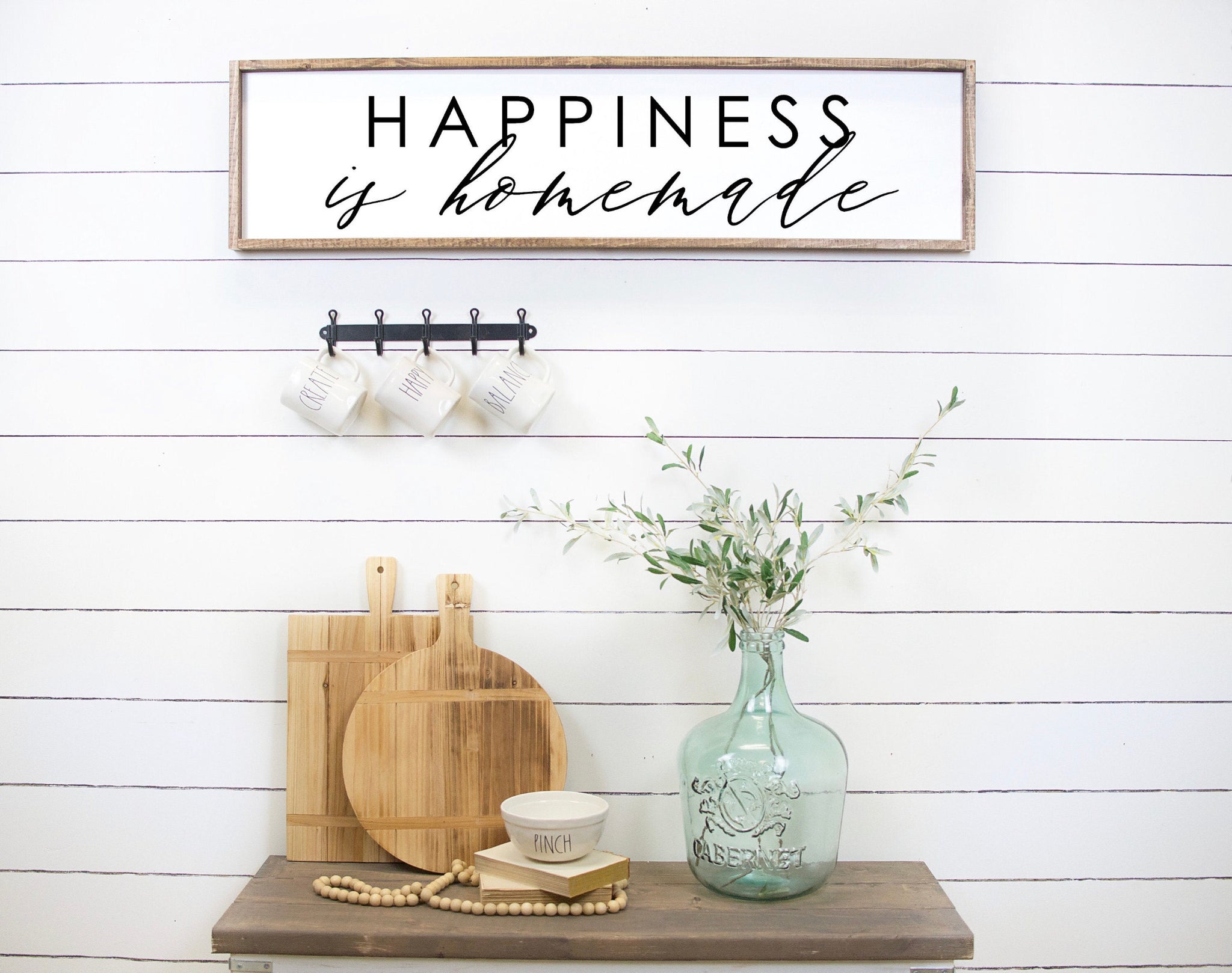 Happiness is Homemade Wood Sign - 30”x9”