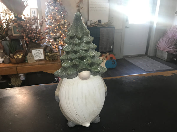 11.5"H Ceramic Evergreen Gnome Garden Statuary, 2 Asst