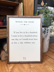 Winnie the Pooh Book Page Wood Sign