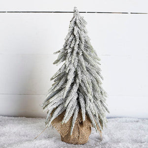 14" Frosted Tree in Burlap