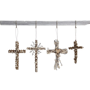 Metal Wire Cross w/ Beads